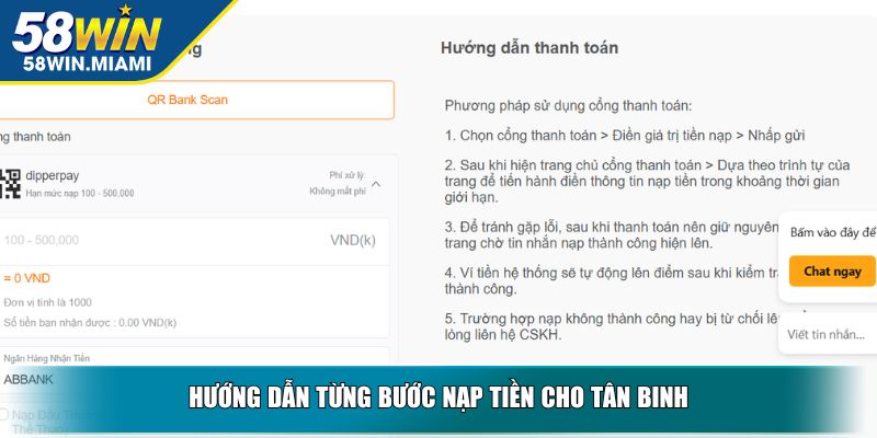 Hướng dẫn từng bước nạp tiền cho tân binh
